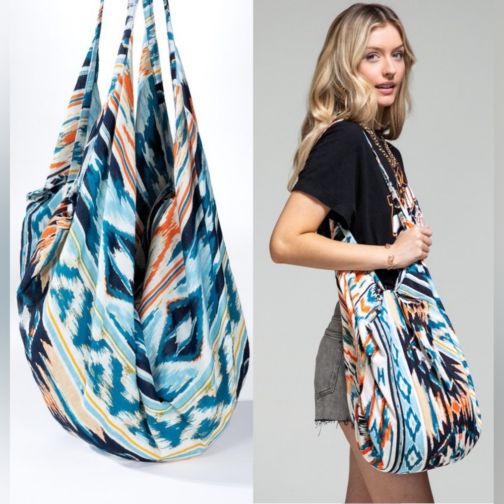 Boho Chic Hobo Beach Yoga Shoulder Bag - 100% Cotton - Bohemian Ethnic Inspired